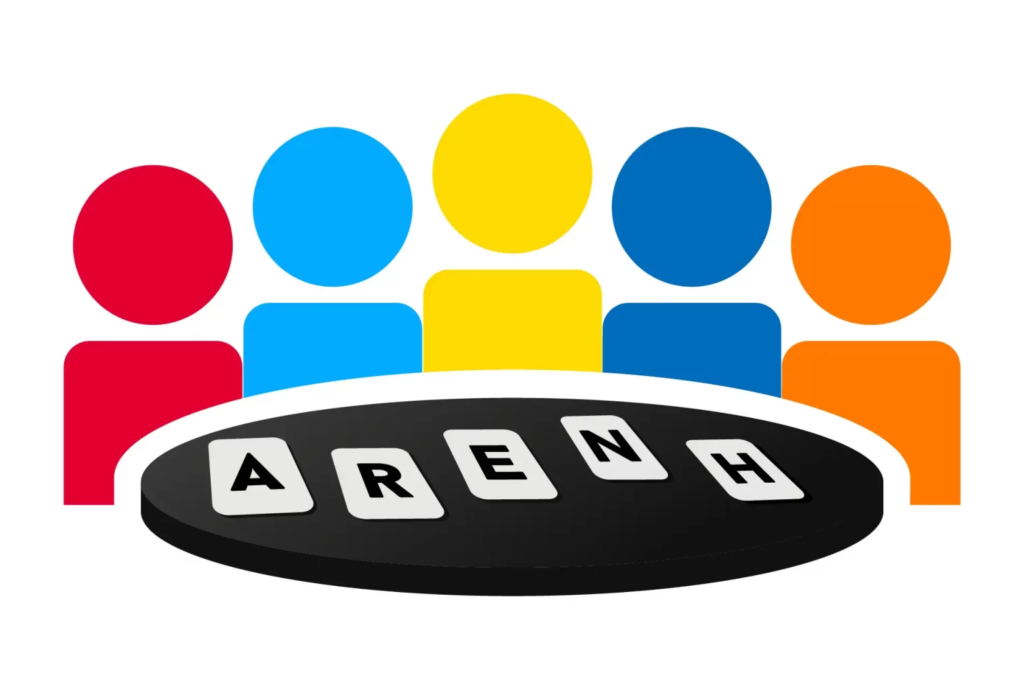 Illustration de l’ARENH avec des silhouettes colorées représentant les fournisseurs d’électricité.