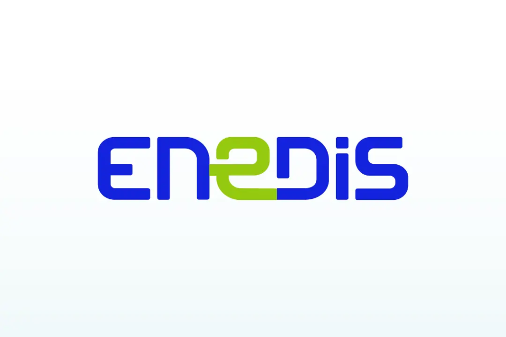 Logo Enedis, société chargée de la gestion et de l'aménagement de 95 % du réseau de distribution d'électricité