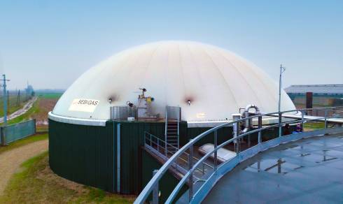 Unité de méthanisation agricole, avec gazomètre pour le stockage du biogaz