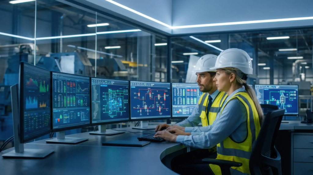 Salle de pilotage industriel, d'où peut être pilotée la consommation d'énergie